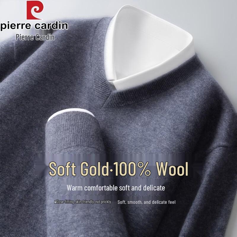 Pierre Cardin Men's 100% Wool V-Neck Pullover Sweater