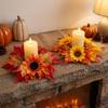 Fade Resistant Sunflower Maple Candle Ring Wreath  Fall Decoration