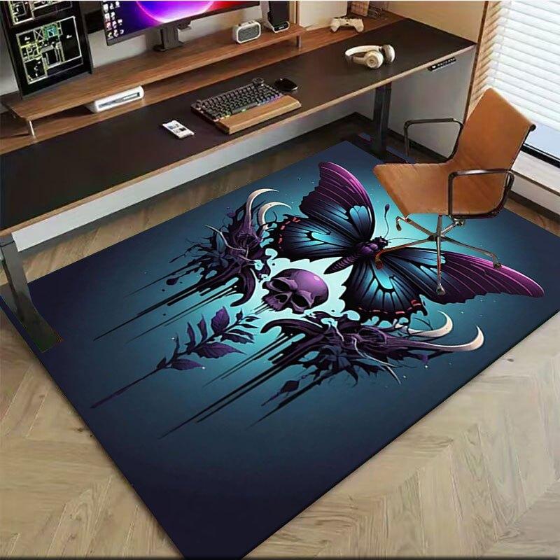 "Dark Butterfly Skull Tattoo Design Art Print"Office Mat Home Decor Office Desk Chair Carpet for Office Ph130