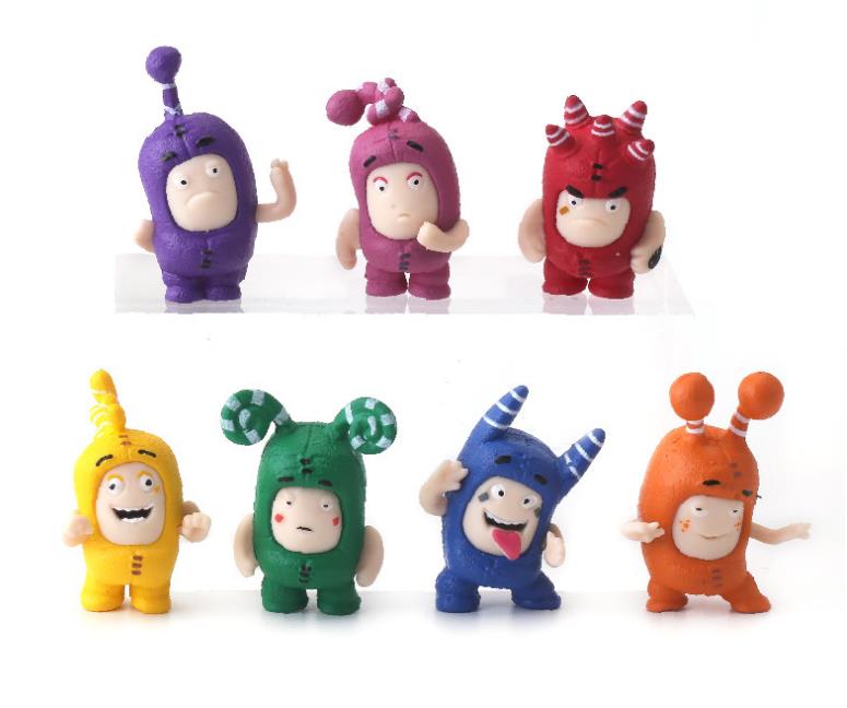 Set da 7 pezzi Giocattoli Action Figure Oddbods Carini 4cm