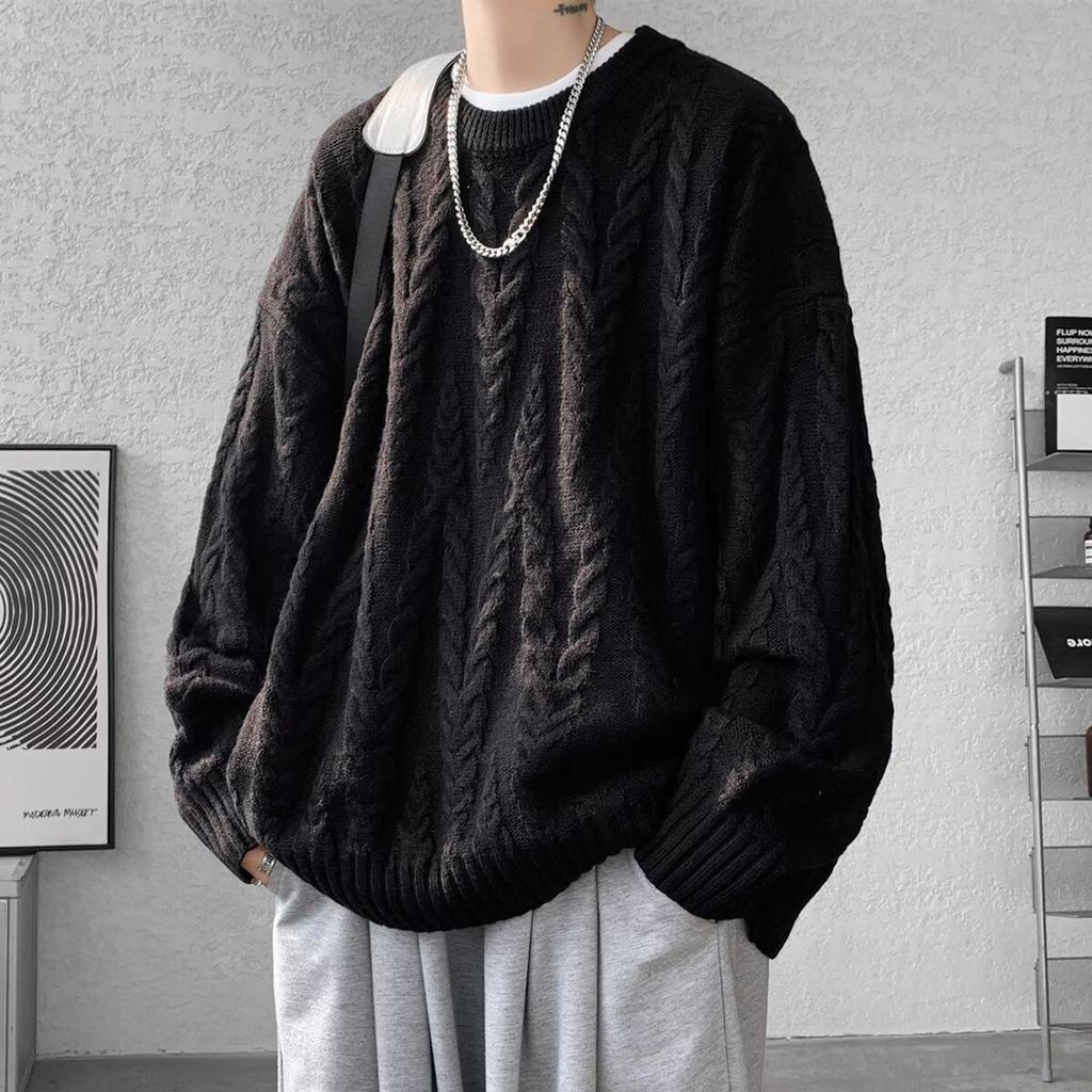 Herren Cardigan im koreanischen Stil mit Kreuzstich: Herbst/Winter Lässiger Strickpullover mit Rundhalsausschnitt, inspiriert von Hongkong.
