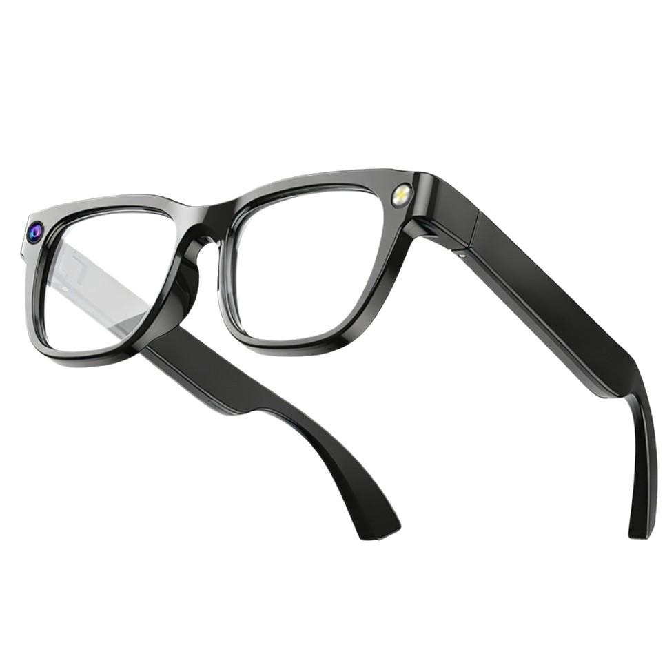 E06 Smart Photo Glasses with AI Translation, 800W Pixel Camera, Dual Mics, Noise Reduction, and Anti-Shake Technology.