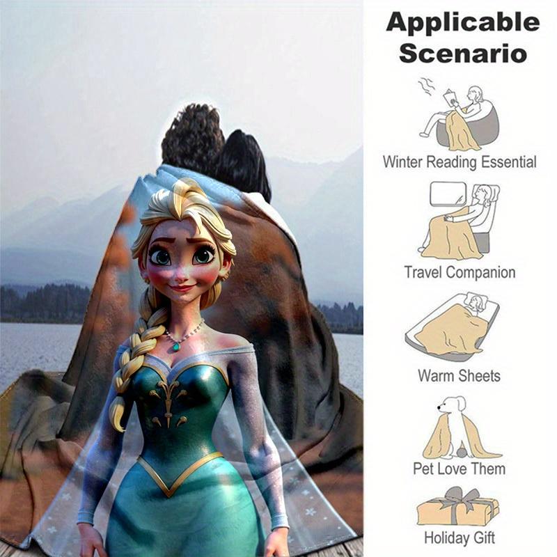 1pc, Cartoon Elsa Blanket, Seasonal Universal, Home Decoration, Throw Blanket, Cartoon Blankets, Soft Flannel Throw Blanket, Versatile & Coz