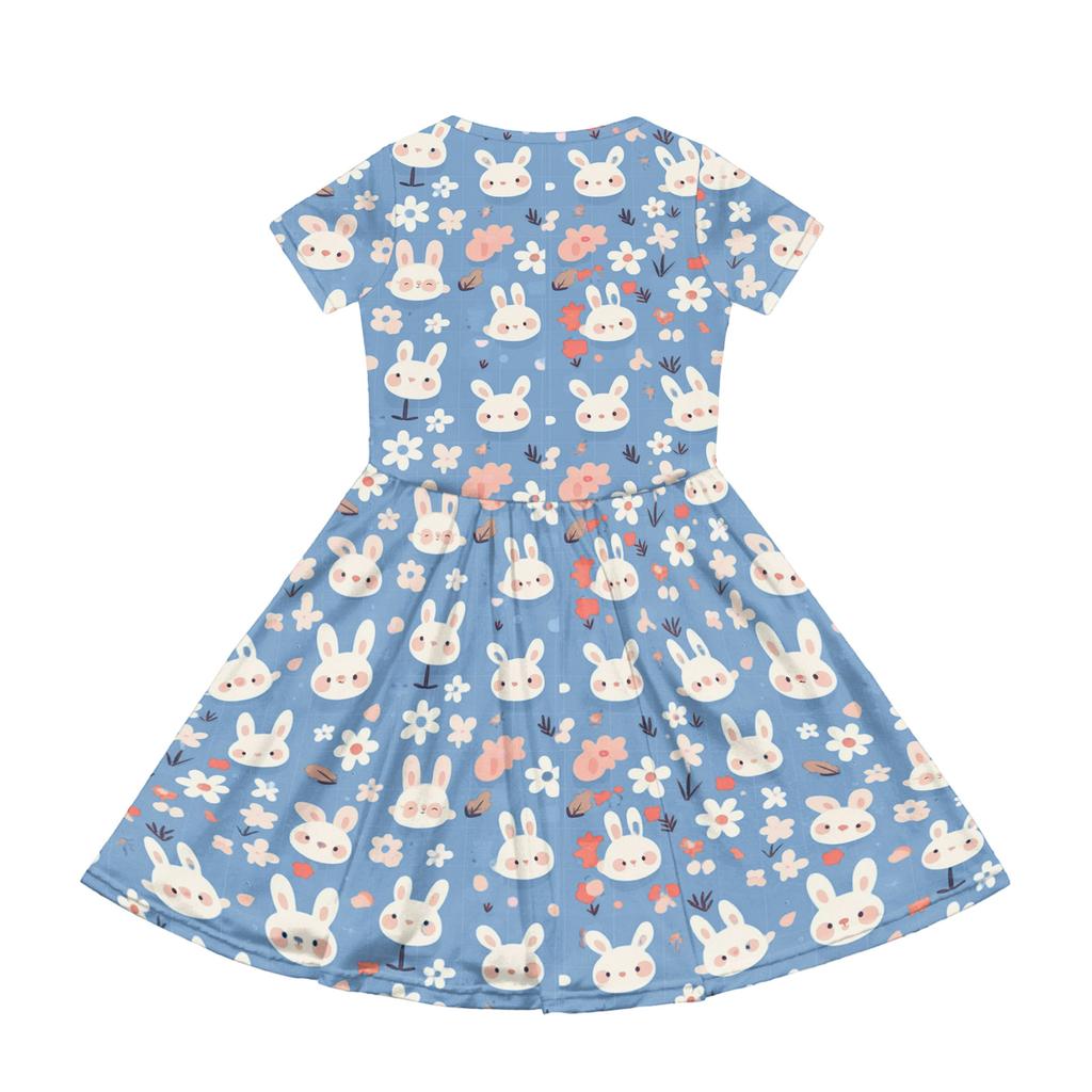 Girl Summer Dress Color & Print Short Sleeve Dress With Pocket Casual Dress Shorts Sleeve Party Dress Easter Day