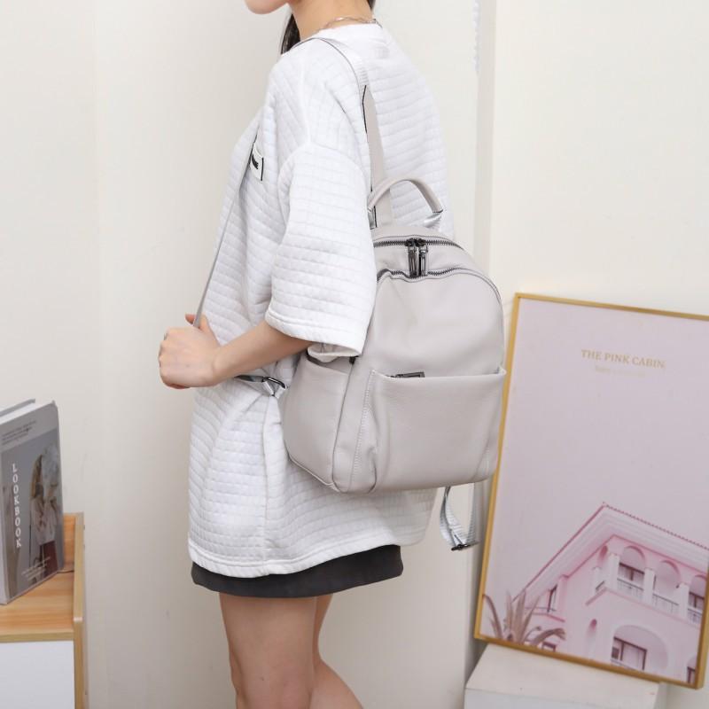 Genuine Leather Backpack Women Head Layer Cowhide Naturally Falls Fashionable Schoolbag Soft Large-capacity