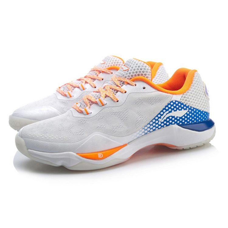 Li Ning Raid 2 Mesh Cushioning Abrasion Resistant Slip Resistant Low Top Badminton Shoes Women's Orange White AYAP004-3