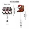 Retractable Christmas Badge Reels Christmas Hat Snowman Elk Alligator Badge Clip  Xmas