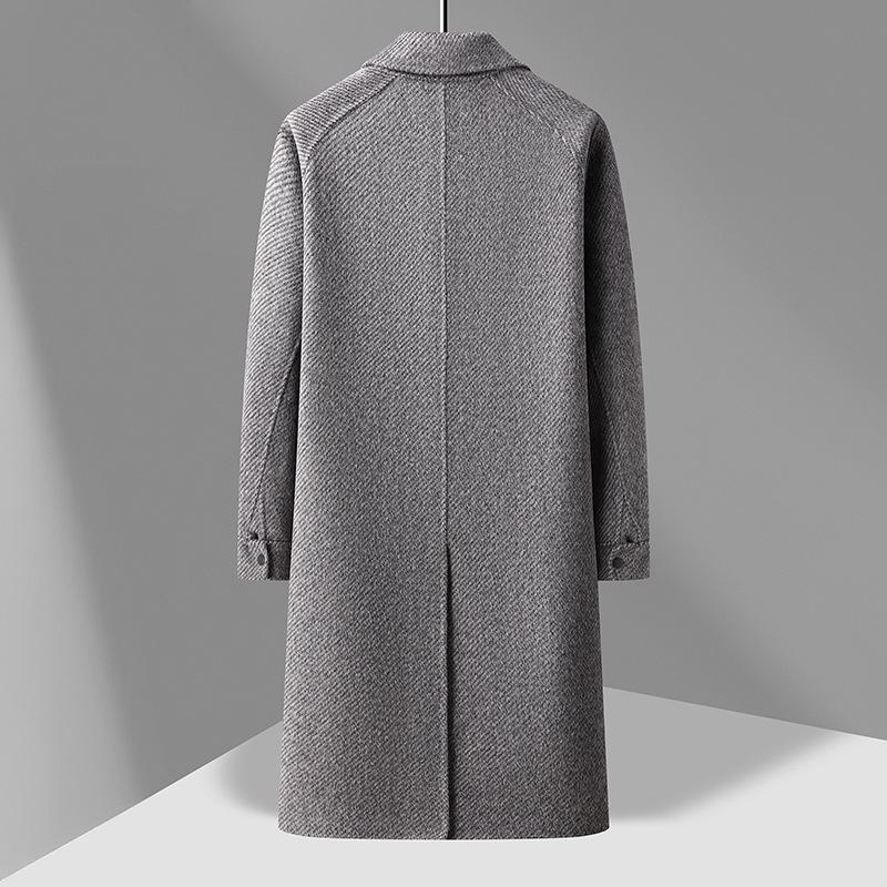 Youth Over-knee Long Shoulder Sleeve Version Wool Double-sided Woolen Coat Men's Autumn and Winter Double-breasted Coat