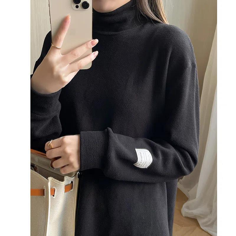 Women's Fall and Winter High Neck Thickened Bottoming Shirt Long-sleeved Comfortable Pullover T-shirt