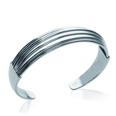 [K1408] - Silver 'Choreography' Steel Bracelet - 62 Mm 23 Mm