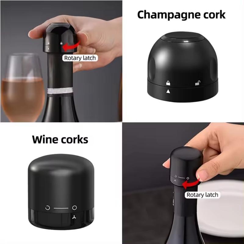 1pc Black Domestic Kitchen Sealing Red Wine Bottles Stoppers Mini Preservation Spin Leak Proof Wine Champagne Stoppers Cap