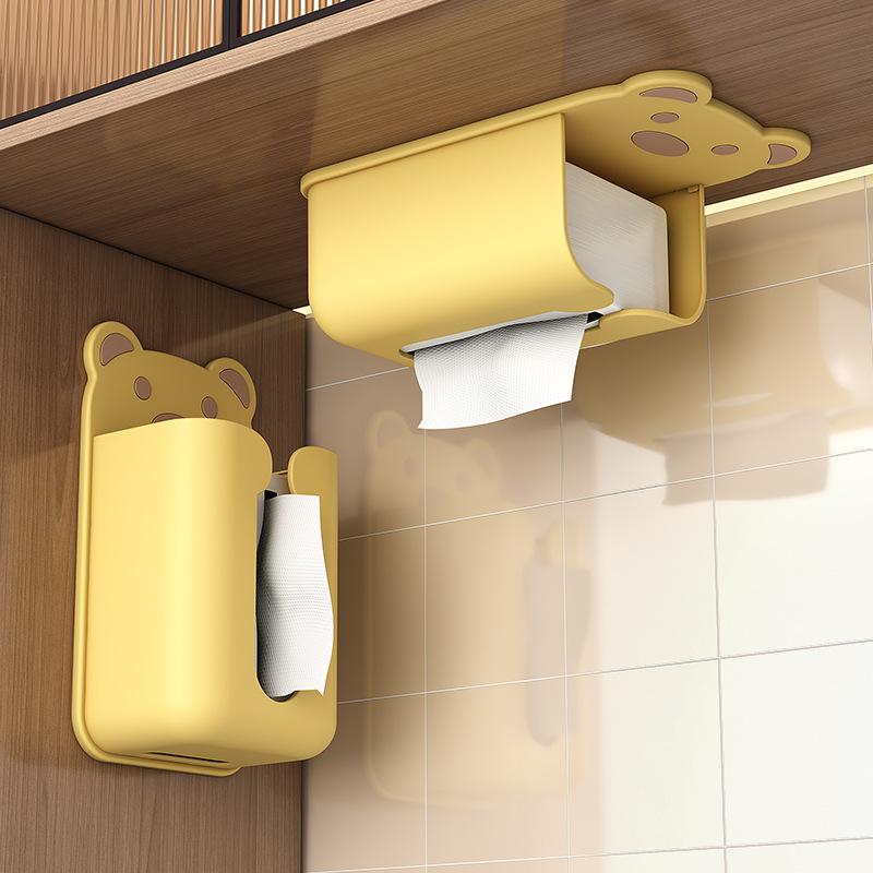 1Pcs Cartoon Plastic Tissue Box Organizer Bathroom Living Tissue Box Holders Wall-Mounted Paper Drawer Kitchen Storage Boxes