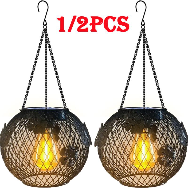

Solar Lantern Outdoor Waterproof, 1/2Pack Upgraded Metal Hanging Light Lanterns, Brighter Auto On/Off Yard Patio Pathway Porch 1Pcs теплим білим кольором