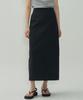 Mot Relaxed Cotton Slit Skirt - Black
