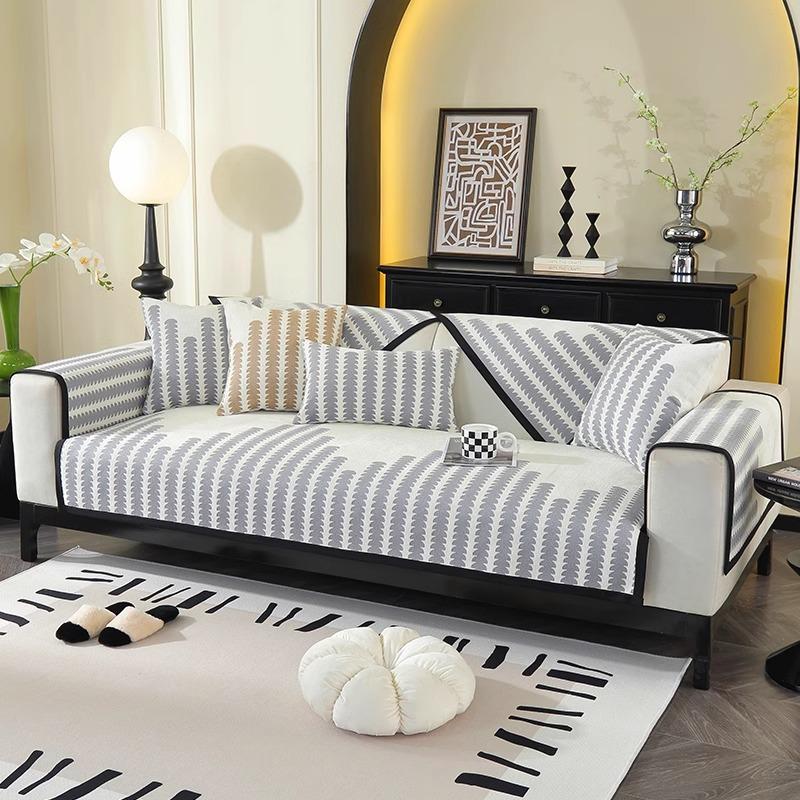Four Seasons Universal Sofa Cushion Straight Row Sofa Cushion Non-Slip Light Luxury Premium Sense Cover Cloth Towel Sofa Cover New