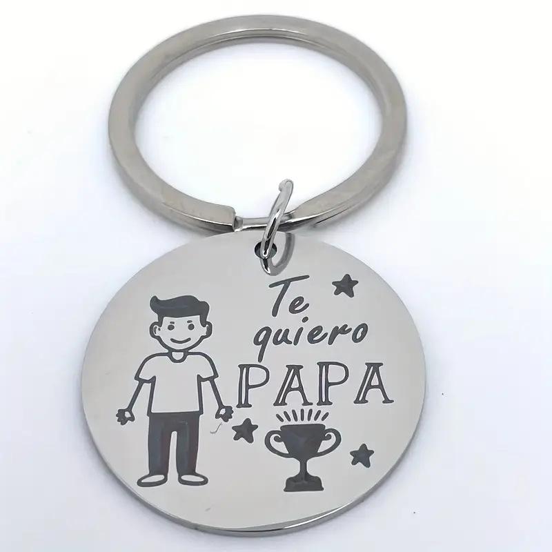 Stainless Steel Round Tag Letter Titanium Steel Keychain Inspirational Gift Stainless Steel Keychain for Backpack Bag Pendant