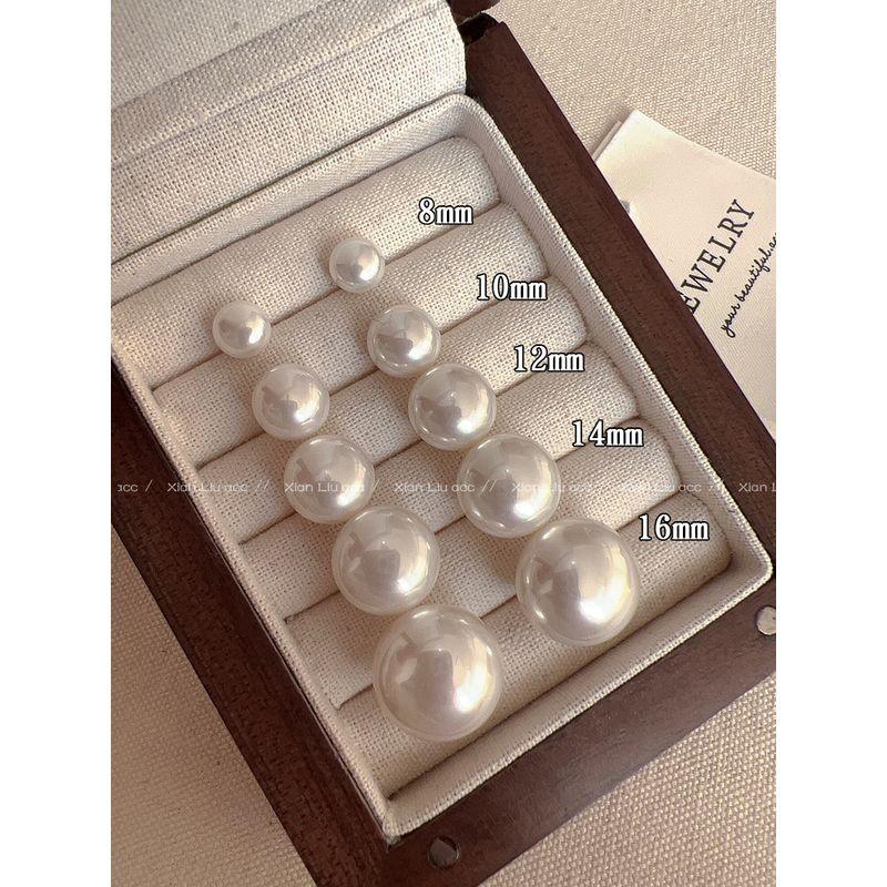 

Pink Light Flat round Steamed Bread Shijia Pearl Stud Earrings for Women Accessible Luxury Fancy Elegant Earrings 2023 New Autumn/Winter Earrings Shijia milk White Pearl 8mm-Silver Needle