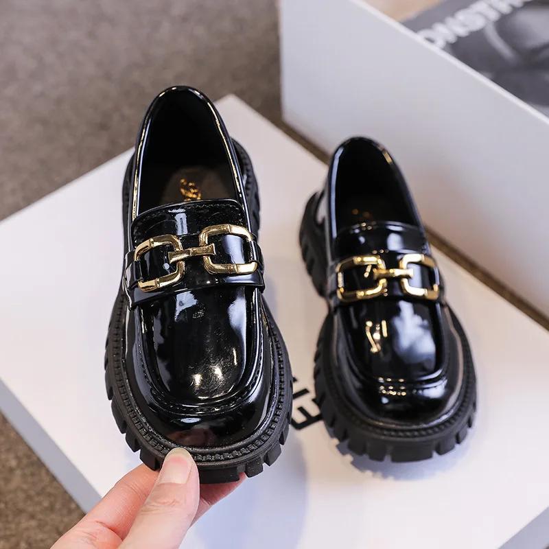 Fashion Child Leather Shoes Soft Soled Girls' Shoe Anti Slip Kids Casual Shoes Simple Kids Performance Shoe Thick Soled Shoe