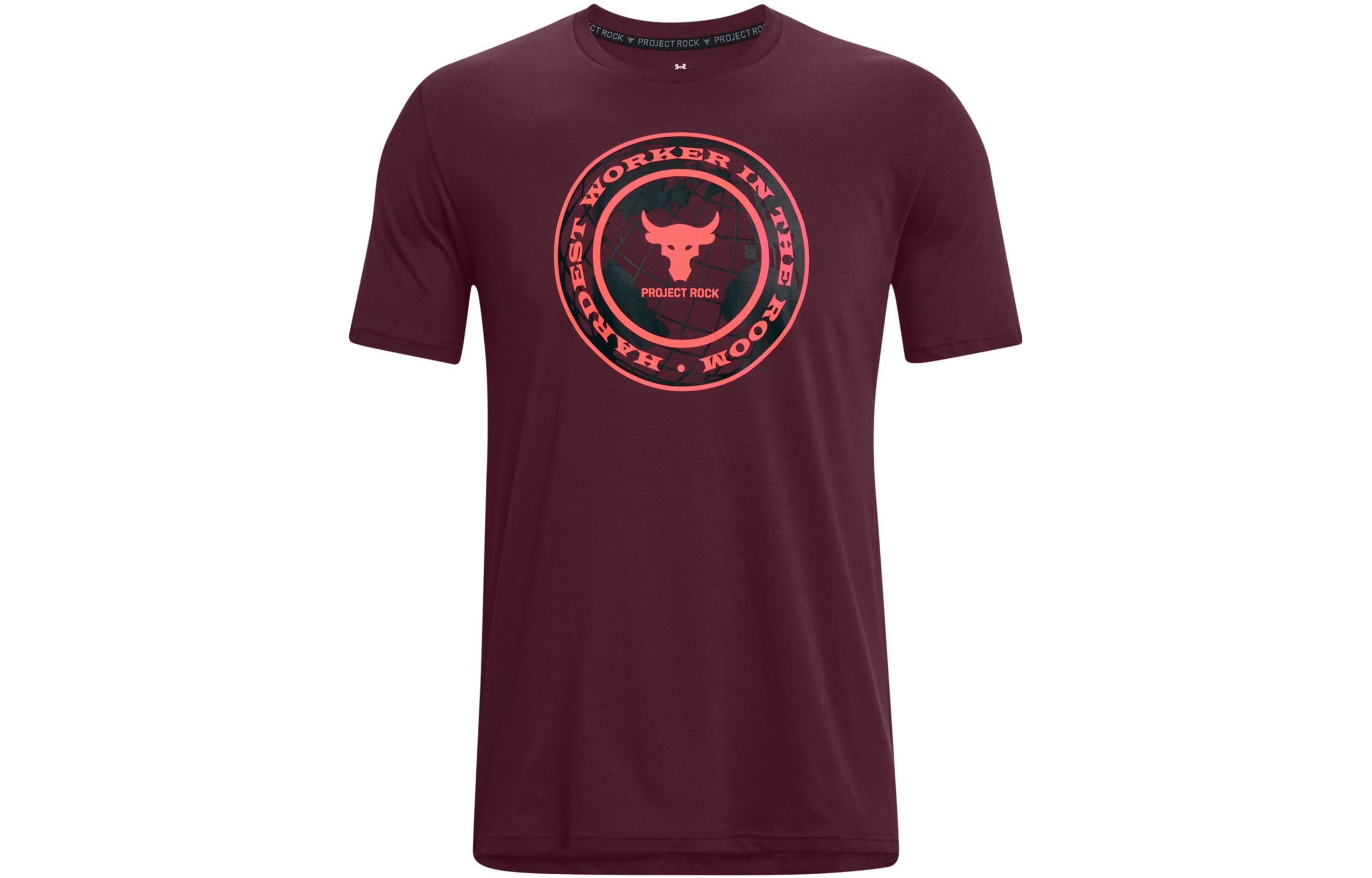 Under Armour T Shirts Men s Red Crew Neck Moderate Straight Fit 1373746-600 LG