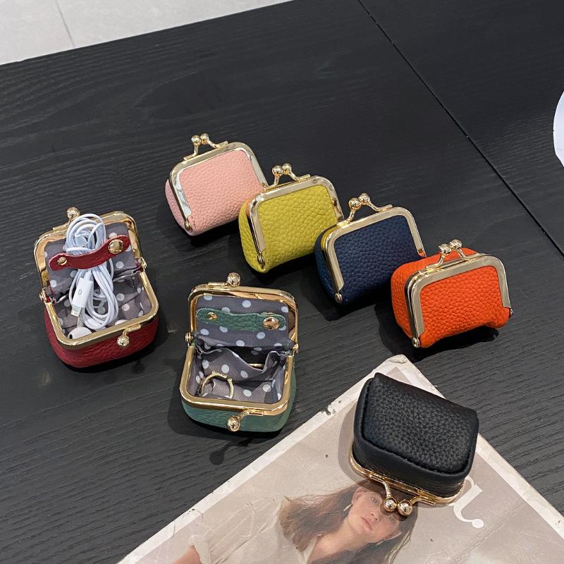 Mini Compact Gold Bag Earrings Ring Necklace Jewelry Box Coin Change Bag Premium Portable Storage Bag