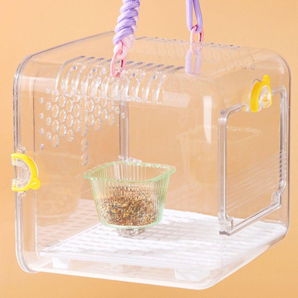 Bird Feeding Station Transparent Magnetic Bird Feeder Anti-Splash Removable Pet Feeder Ledge Anti-Tip Bird Cage Bowl Pet Feeding