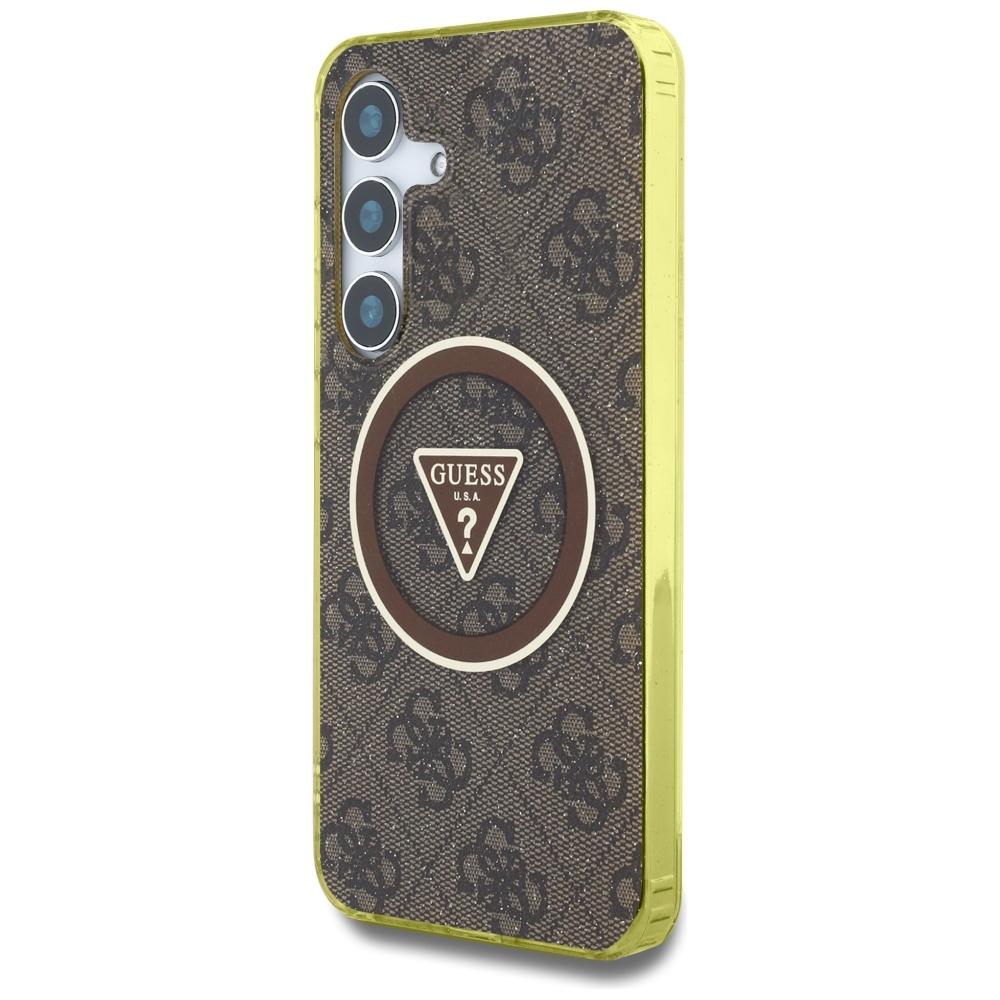 Case for Samsung Galaxy S25 Guess 4G Glitter MagSafe Brown