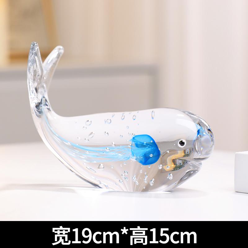 Small Sea Animal Adornment sculpture Blue Glass Dolphin Figurines Creative Shape Crafts Decorations Decor Crafts Accessories