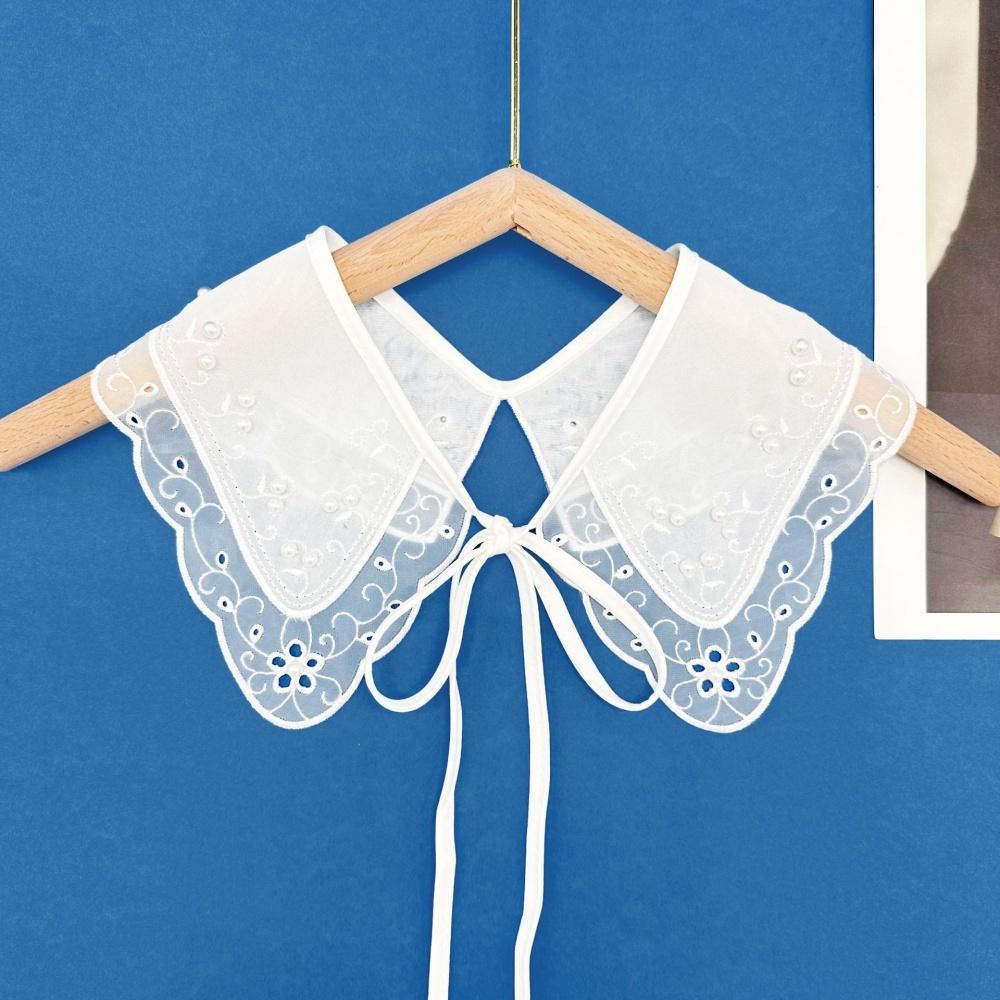 

Fake Collar Comfortable Detachable Shirt Collar Pearl Decorative Collar Embroidered For Office Styling Daily Wear Photo Shoots