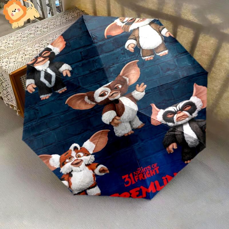 Fierce Gentle Gremlins Folding Umbrella Suitable For All Seasons Travel Sun Umbrella Three Folds Umbrella