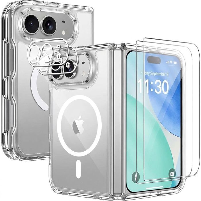 Coque pour iPhone Duo, Antichoc avec Cercle Magnétique - 2 Verres Trempés et 2 Protection Caméra