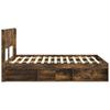 Bed Frame with Storage Space and Headboard Smoked Oak
