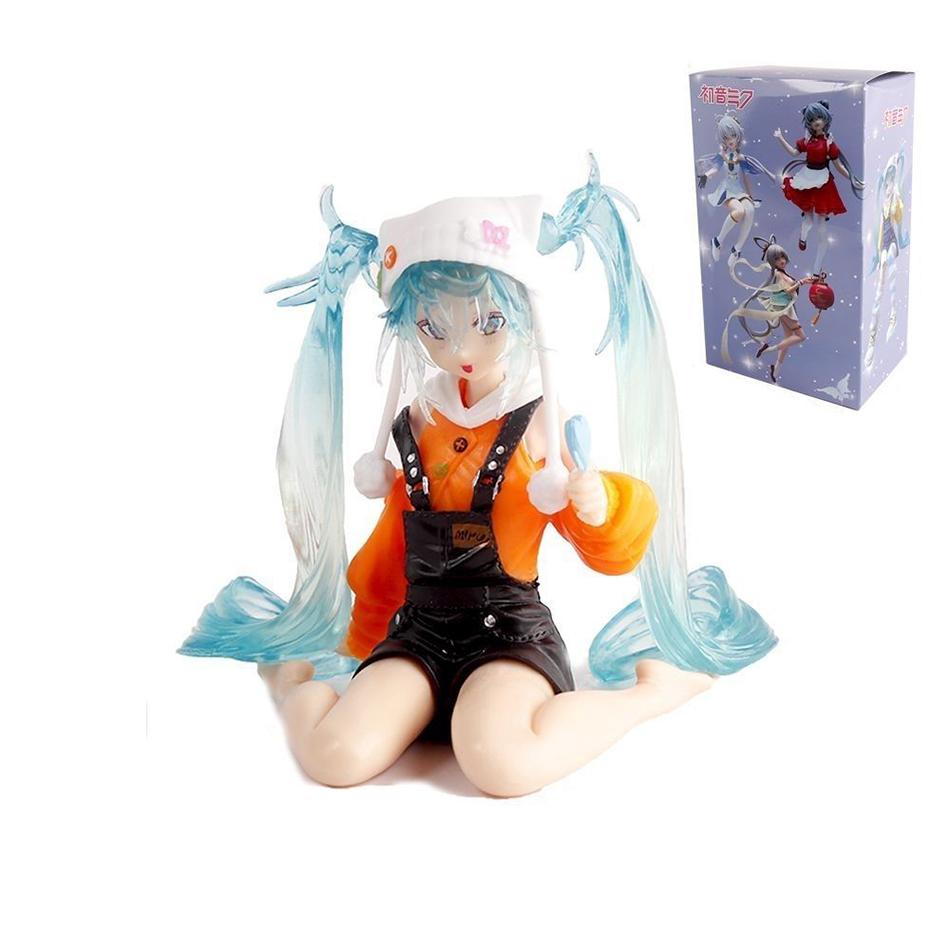 Hatsune Miku Anime Figure Lollipop Noodle Stopper Kawaii Blue Hair Pvc Collectible Desktop Home Decor Ornament Birthday Toy Gift