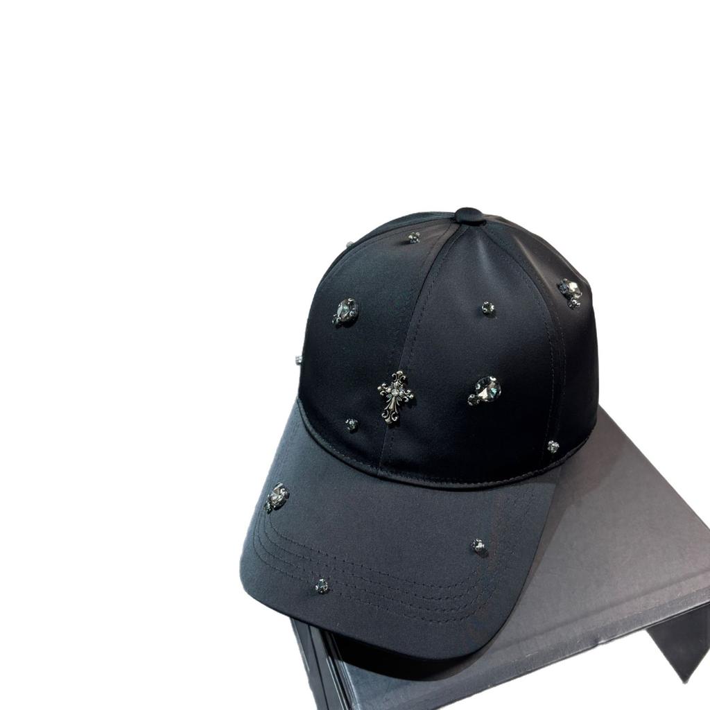French Paris fashion light luxury rhinestone baseball cap spring and summer new trendy versatile acetic acid black cap