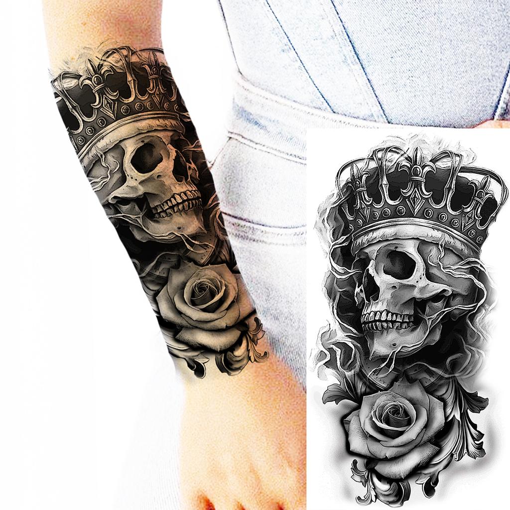 Scorpion Rose Flower Temporary Tattoos For Women Adults Realistic Vampire Wolf Scary Snake Crown Fake Tattoo Sticker Arm Tatoos