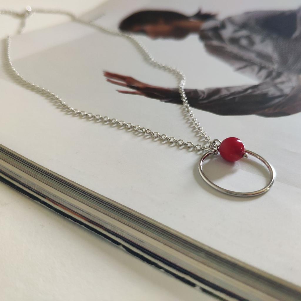Silver Necklace with Coral, Product Weight 2.85 G (2145622)