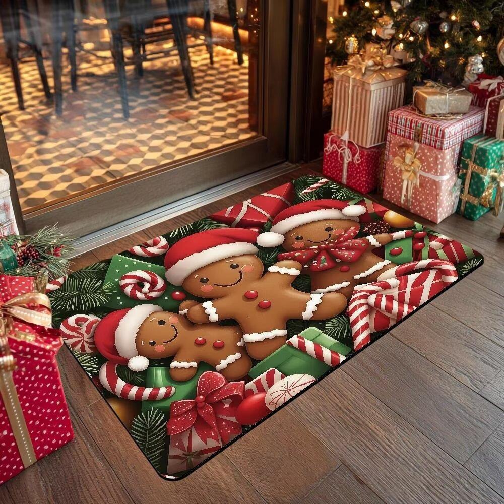 

Gingerbread Man Christmas Door Mat Carpet Home Decoration Merry Christmas Non Slip Carpet Holiday Gift Pattern Home Entrance Mat 40x60CM