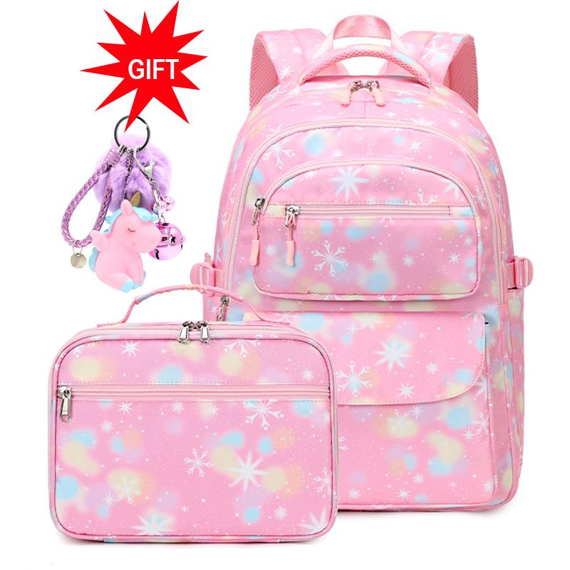 Nowy plecak dla dziewcząt do szkoły podstawowej, zestaw torebek z lunchboxem, duża pojemność, wodoodporny, Mochila Infantil Escolar