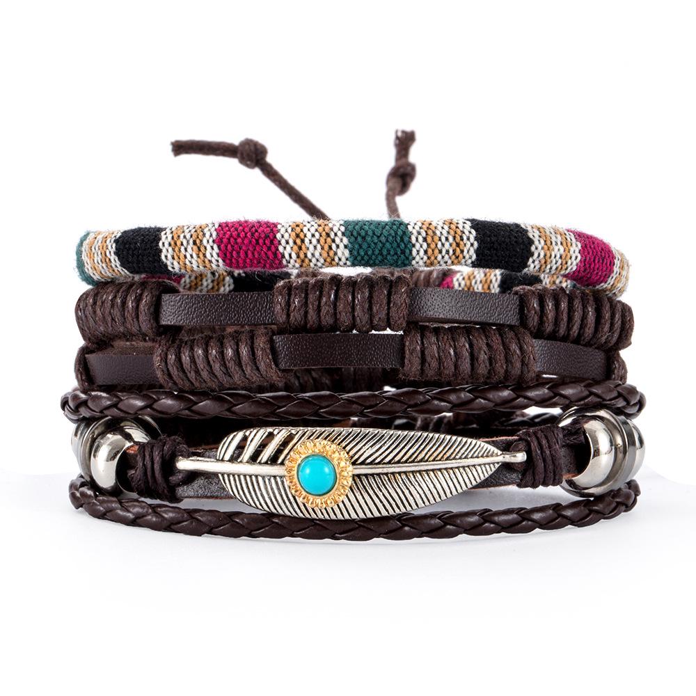 Unisex Handmade Woven Leather Bracelet - European and American Style Jewelry