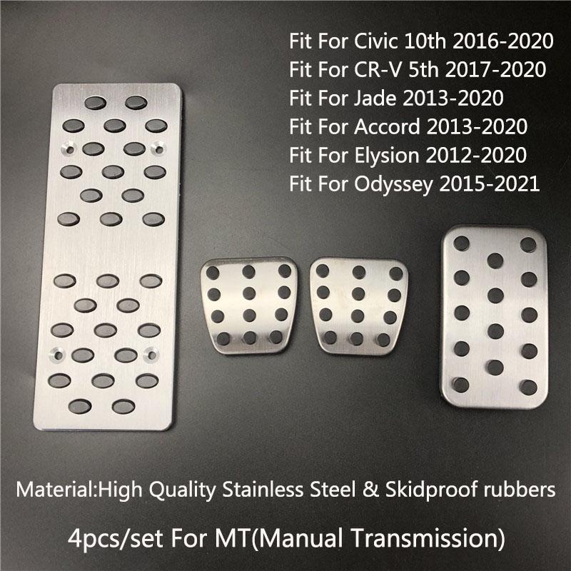 For Honda Civic 2005- LHD Aluminum Pads Pedal Set Gas Accelerator Brake Footrest AT / MT Car Accessories Need Drilling