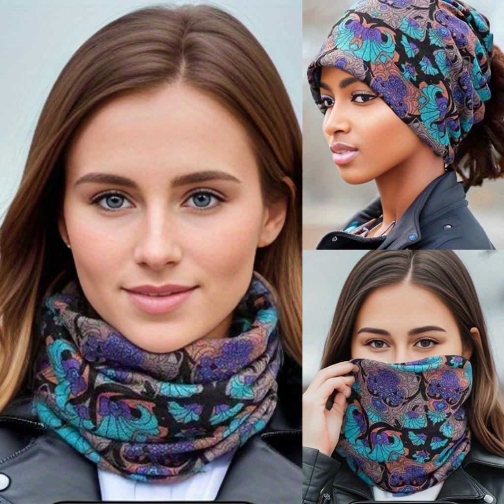 2 Stück Loop-Schal Neuer Unendlichkeitsschal Mode Schneeflocke Digitaldruck Vollgesichtsmaske Kopfbedeckungen Für Frauen Muslimische Hijabs 25*25cm
