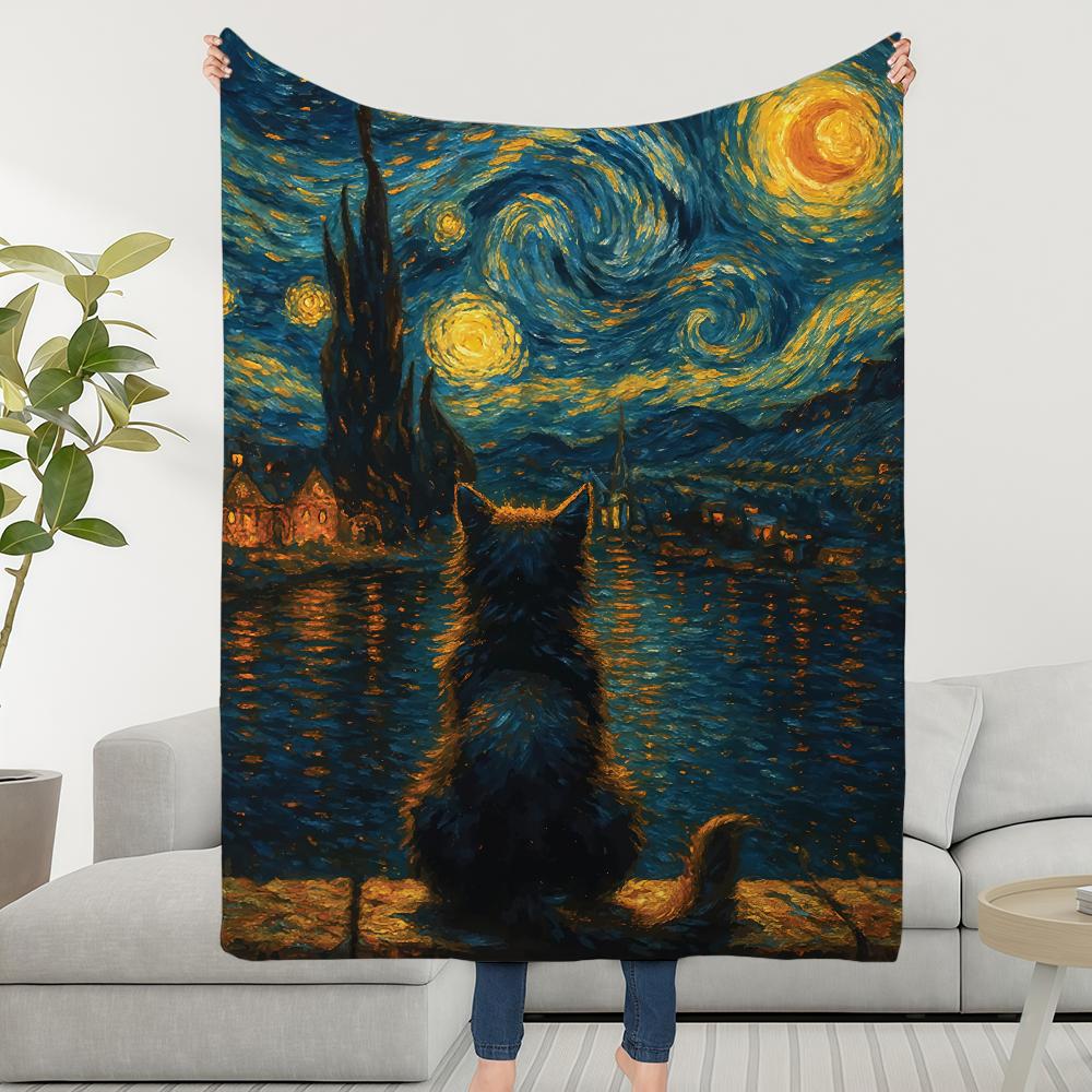 Blanket Throw And The Super Cosy Plush Living Cat Night Starry Room Sofa Couch Childish Birthday Gifts