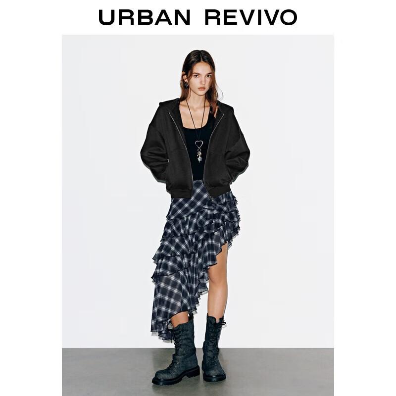 

UR 2025 Winter Casual Hooded Zipper Tie-Waist Jacket S