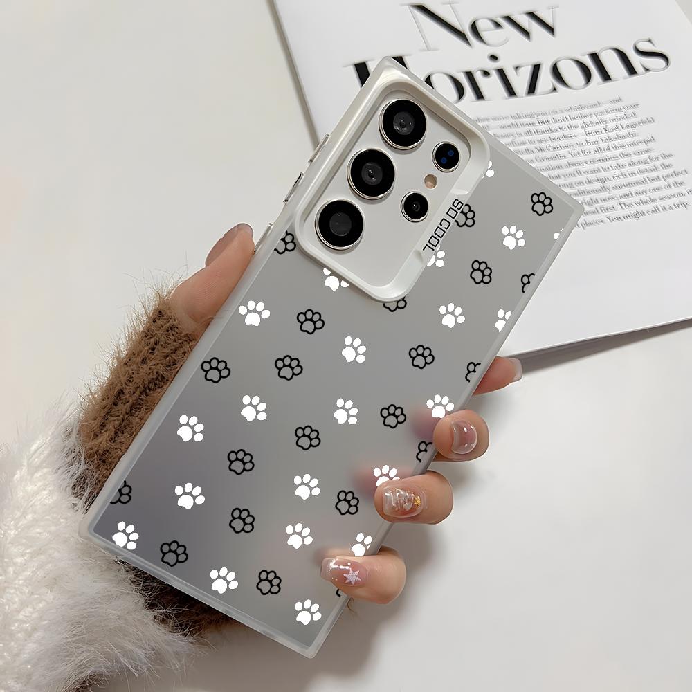 

Cute Dog Paws Pattern Phone Case For Samsung Galaxy S25 Edge S24 S23 S22 S21 S20 Ultra Funda Silicone Silver Cover Galaxy S22plus 5G