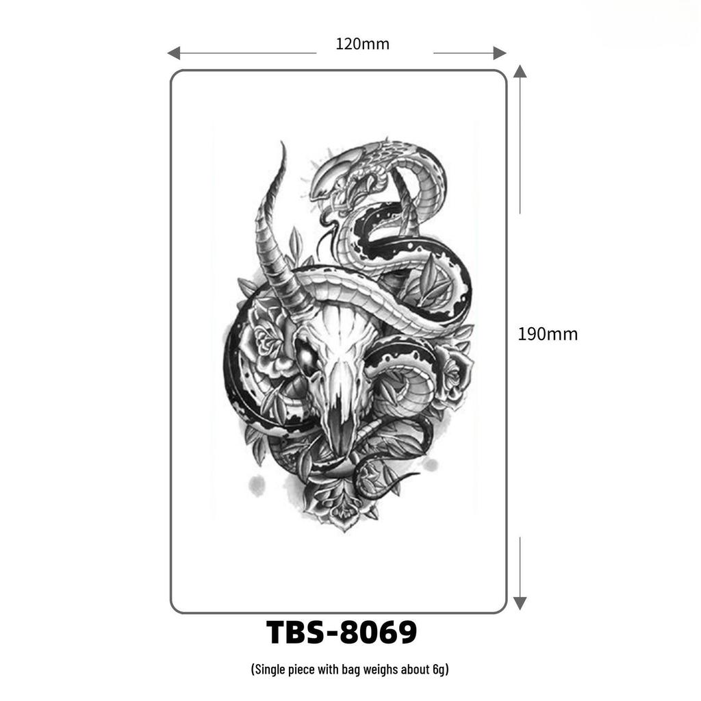 2025 Full/Half Arm Wolf, Tiger, & Flower Tattoo Stickers - European/American Style
