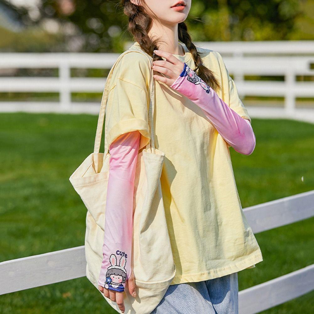 Long Sleeves For Girl Ice Silk Sleeve Cartoon Arm Sleeves Cooling Sleeves Sun Protection Sleeves