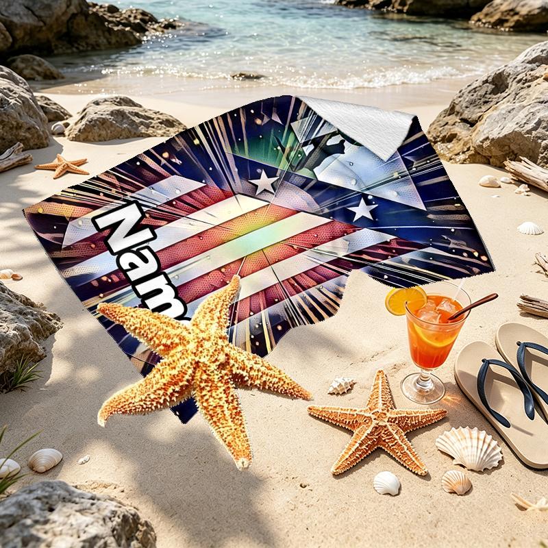 Custom Name Personalized football team Print Beach Towel, for Trip Camping Beach Party Home Decor, Birthday Gift for Family & Friends