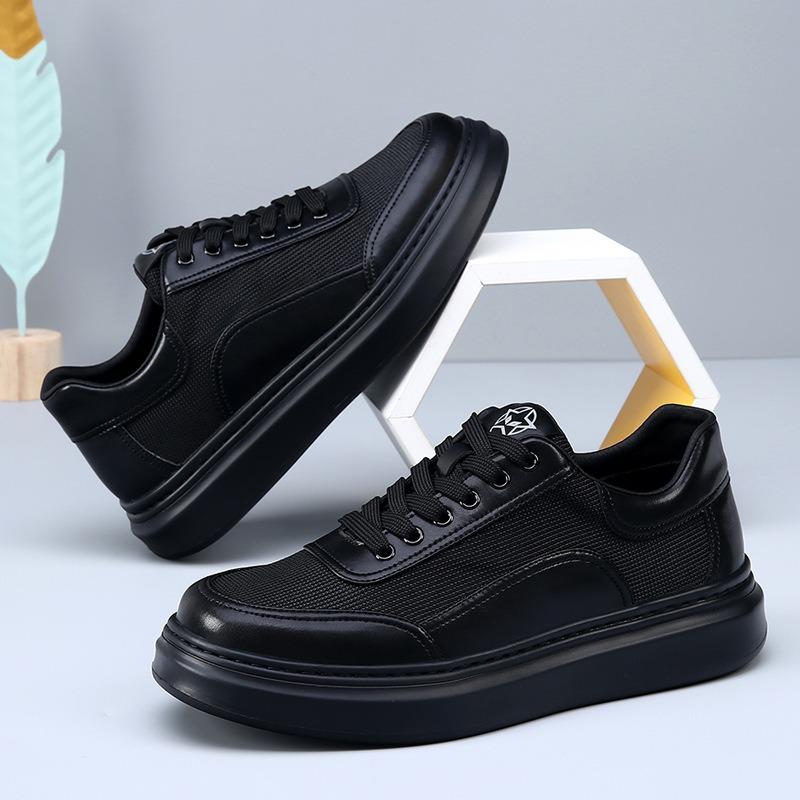 High-end men's shoes breathable thick-soled mesh sports casual shoes men's board shoes new leather white shoes