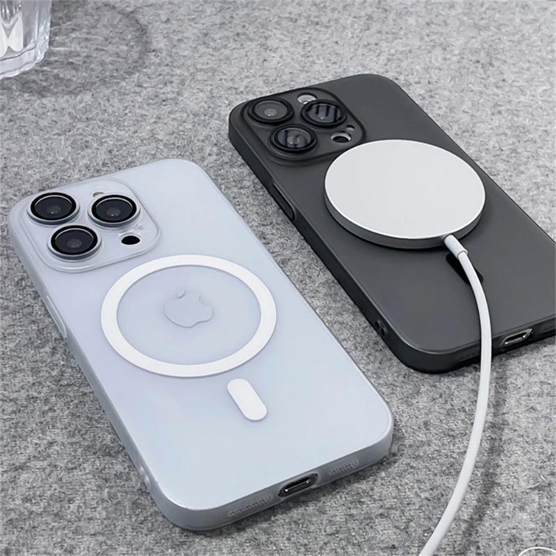 Matte Ultra Thin Hard PC Lens Protection Phone Case For iPhone 13 15 14 12 Pro Max For Magsafe Magnetic Wireless Charge Cover