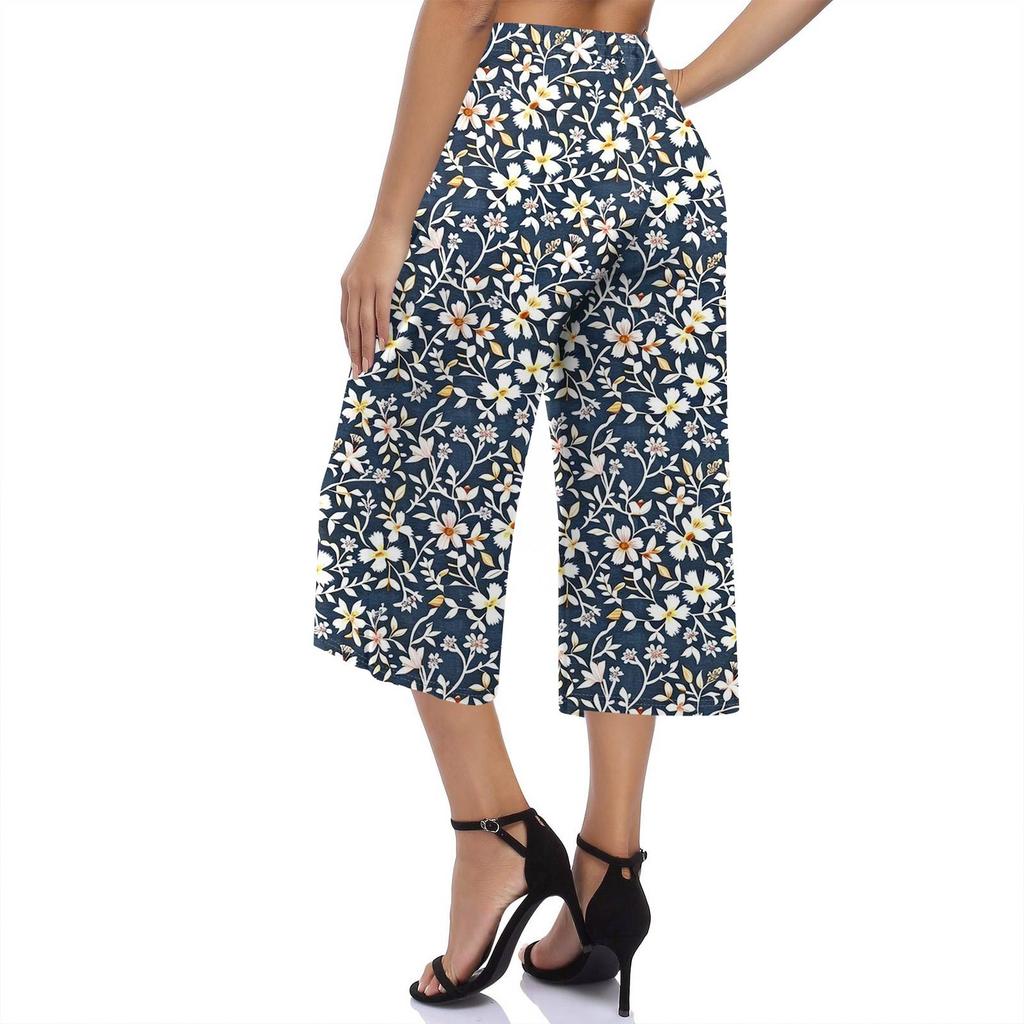 Women's High Waist  Printed Casual Trousers Workout Pants 3/4 Pants