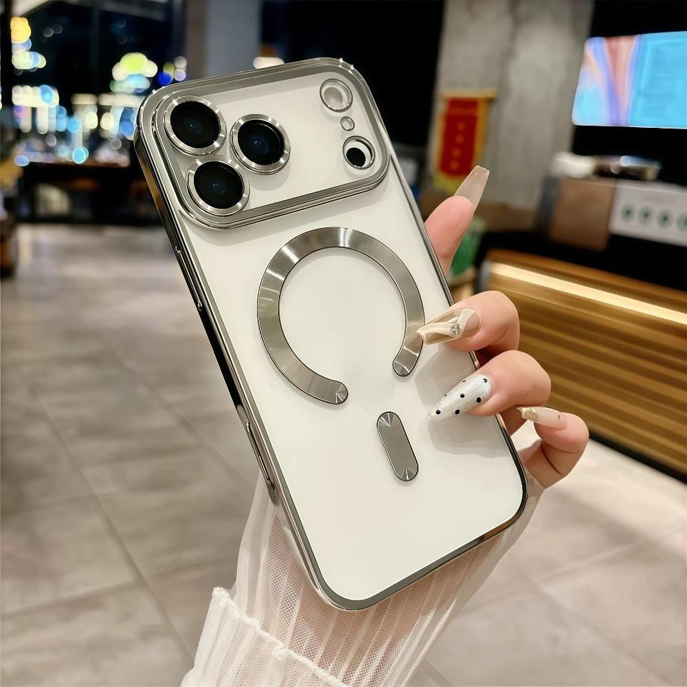 Luxury Magnetic Plating Clear Phone Case For iPhone 17 Pro Max 17Pro 17 Air For Magsafe Wireless Charge Camera Protection Cover